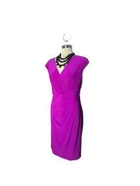 Ralph Lauren Vivid Fuchsia Surplice Midi Dress Size 16
